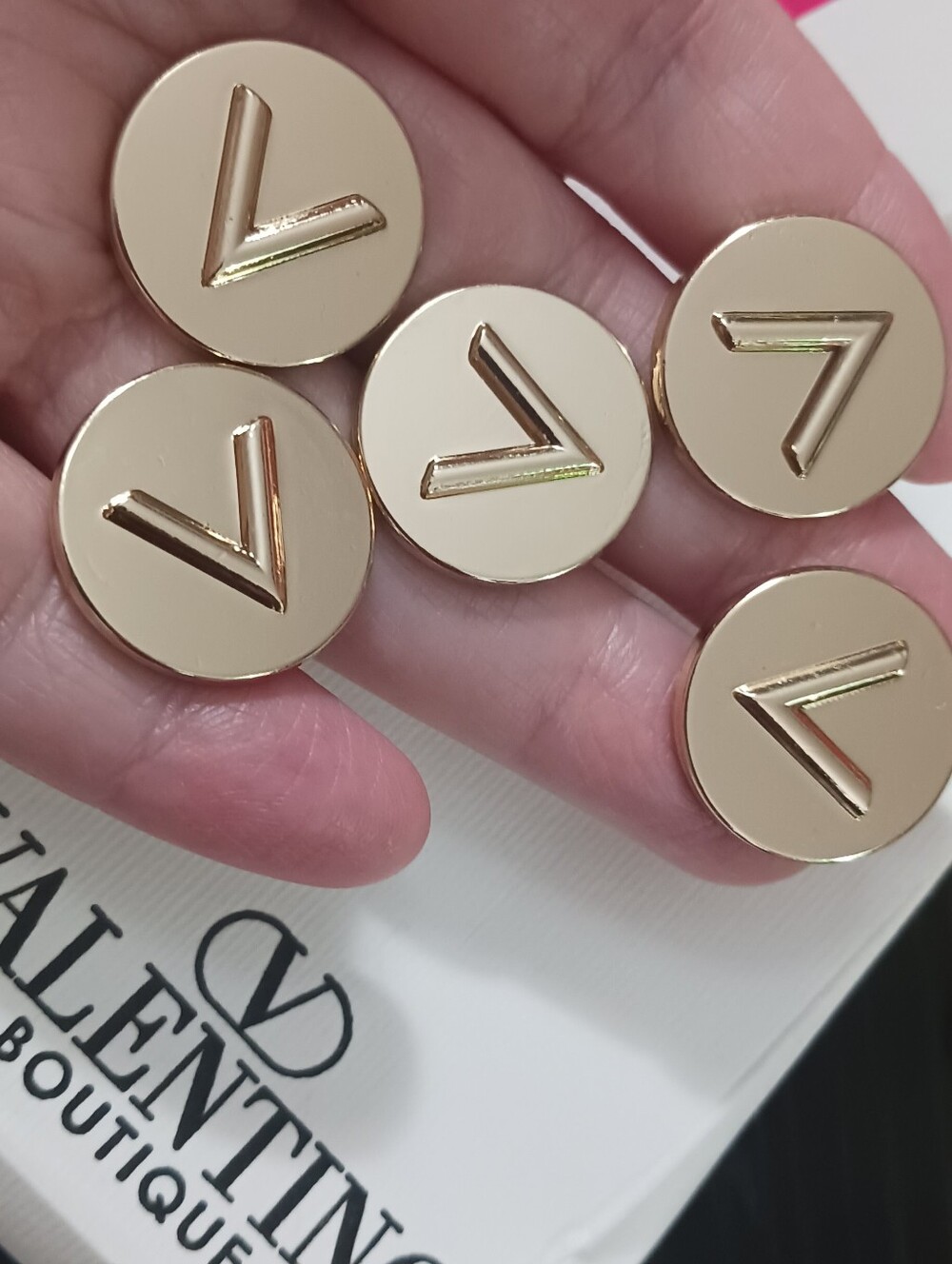 Valentino Gold Round Logo Buttons LOT OF 6 -20 MM